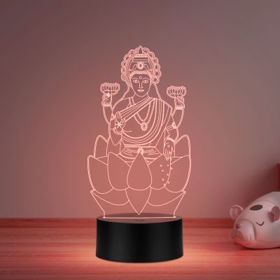 3D Illusion Laxmi Maa Night lamp Multicolor Led Light and is operated with a remote Home Decoration